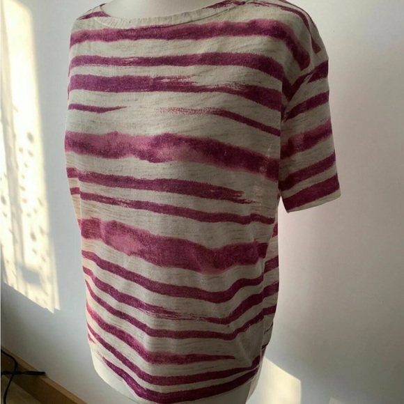 Monsoon Linen Blend Knit Top Pink And Beige Size Small - Picture 5 of 9